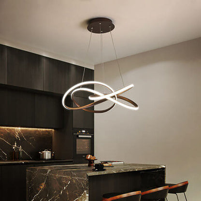 Nordic Art Curve Ring Aluminum Acrylic LED Chandelier