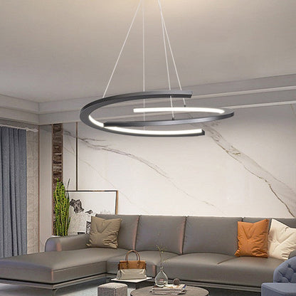 ثريا LED منحنية من الألومنيوم والسيليكون بتصميم عصري بسيط لغرفة المعيشة