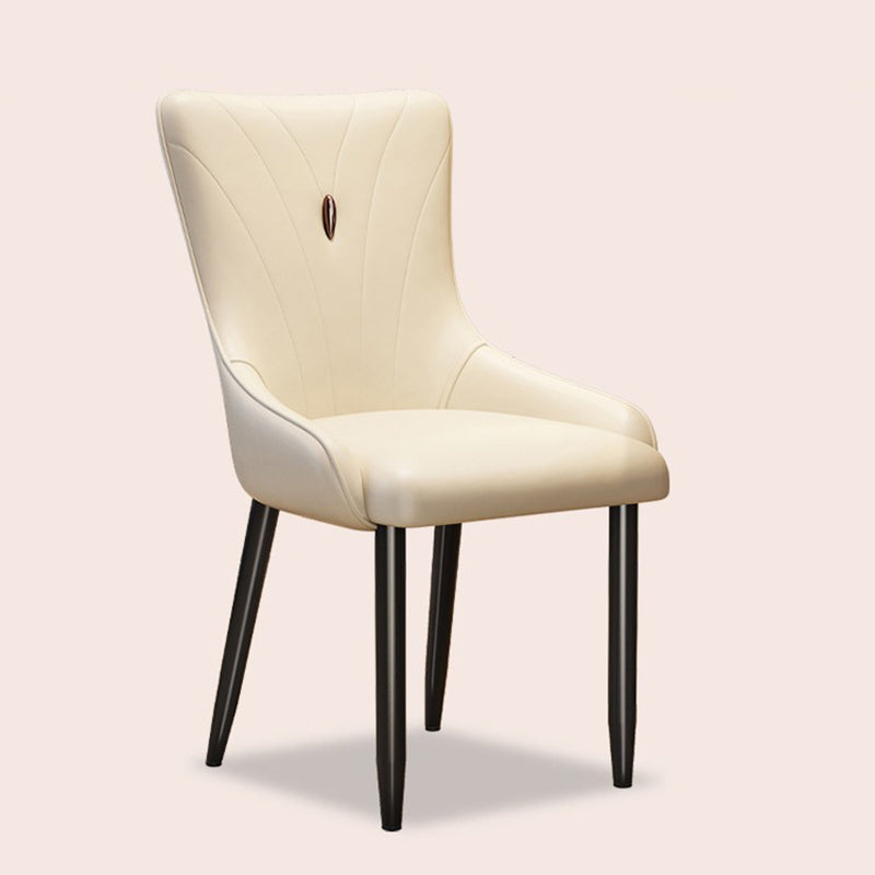 Contemporary Scandinavian PU Leather Carbon Steel Sponge Latex Square Dining Chair Backrest For Dining Room