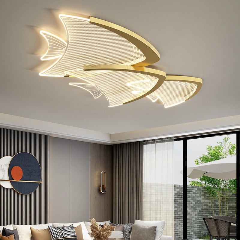 مصباح سقف LED مدمج من الأكريليك والألومنيوم بتصميم فني حديث لغرفة النوم