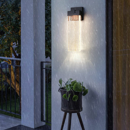Modern Simplicity Waterproof Aluminum Crystal Rectangular LED Wall Sconce Lamp For Outdoor Patio