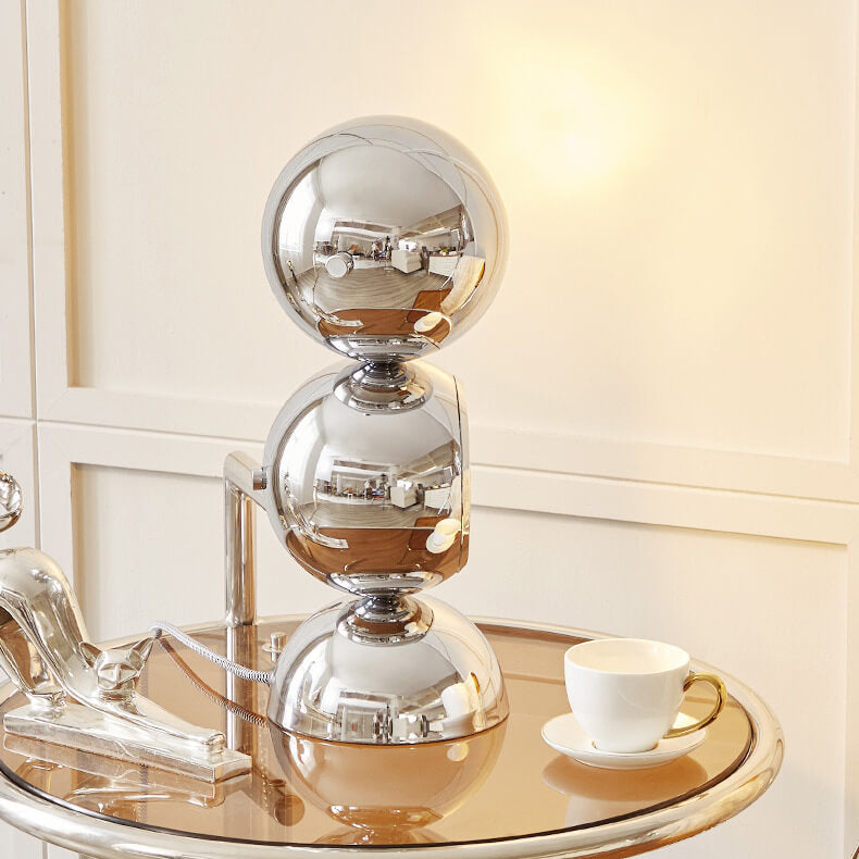 Nordic Minimalist Chrome Metal Orb 1/2/3 Light Table Lamp