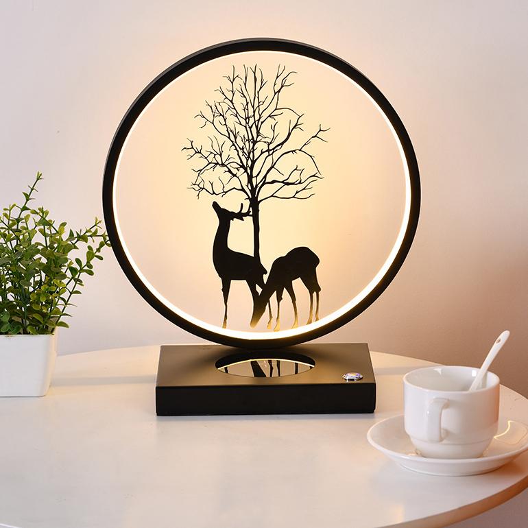 Decorative Tree & Deer's Mobile Phone Wireless Charging Touch Dimming LED Table Lamp