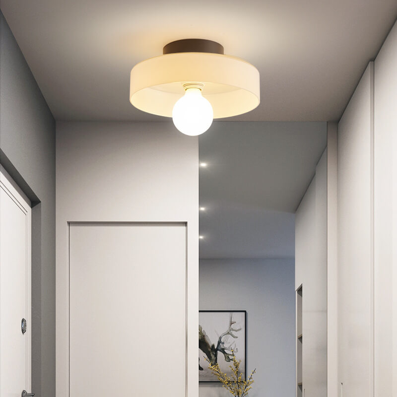 Scandinavian Modern Round Plate Iron Glass 1-Light Wall Sconce Lamp