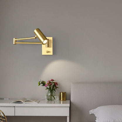 Nordic Luxury Copper Rotatable Eye Protection Reading LED Wall Sconce Lamp