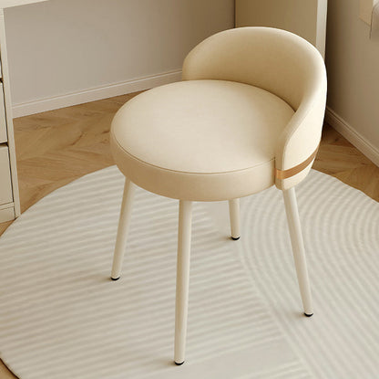 Modern Simplicity PU Leather Metal Sponge Round Vanity Stool Backrest For Bedroom