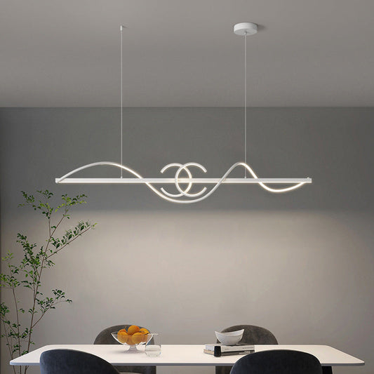 ثريات جزيرة LED من الحديد والألومنيوم بتصميم عصري بسيط لغرفة الطعام 