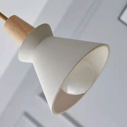 Contemporary Industrial Round Cone Hardware Glass Cement Wood 1-Light Pendant Light For Living Room