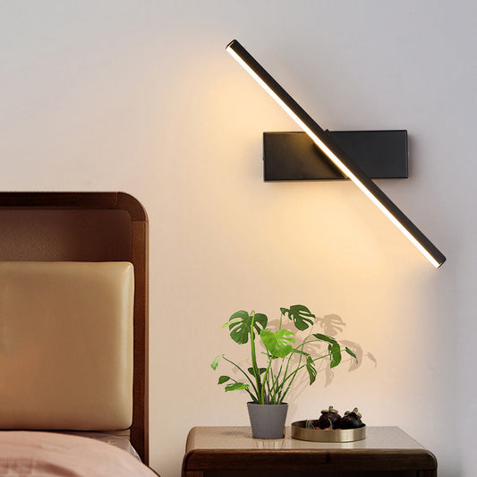 مصباح حائط LED مستطيل الشكل مصنوع من الألومنيوم والحديد والسيليكون بتصميم عصري بسيط لغرفة النوم 