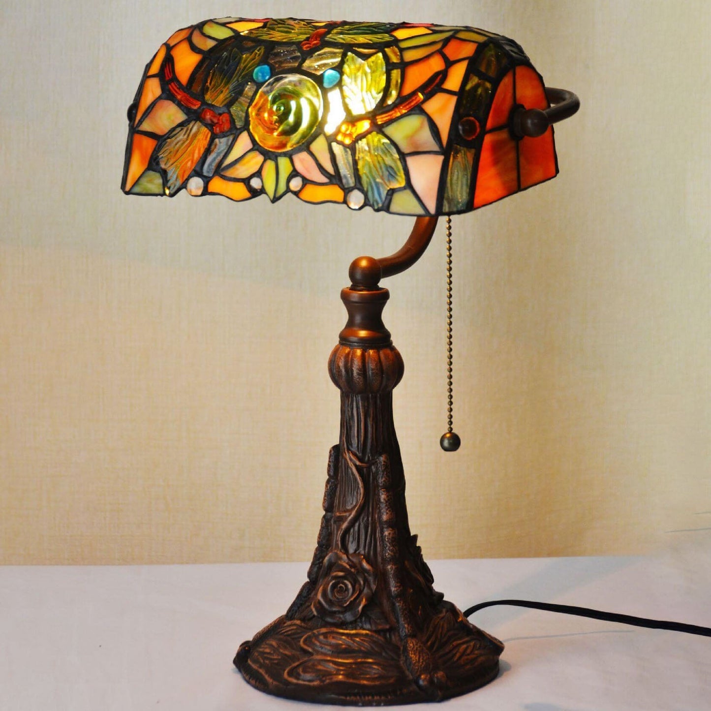 Tiffany Dragonfly Rose Glass 1-Light Table Lamp