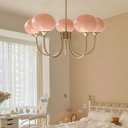 ثريا حديدية زجاجية بتصميم بيضاوي منحني بتصميم عصري بسيط، 3/5 ضوء لغرفة المعيشة 