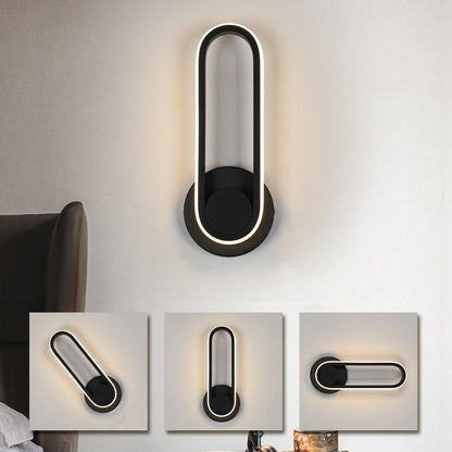 Contemporary Simplicity Iron Oval Ring Rotatable LED Wall Sconce Lamp For Bedroom