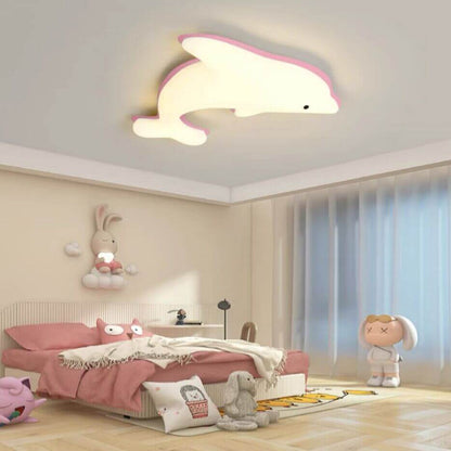 Nordic Cartoon Dolphin Iron PE LED Kids Flush Mount Ceiling Light