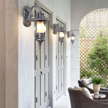 مصباح الكيروسين الصناعي الكلاسيكي المصنوع من الألومنيوم، مصباح حائط خارجي مقاوم للماء، مزود بضوء واحد 