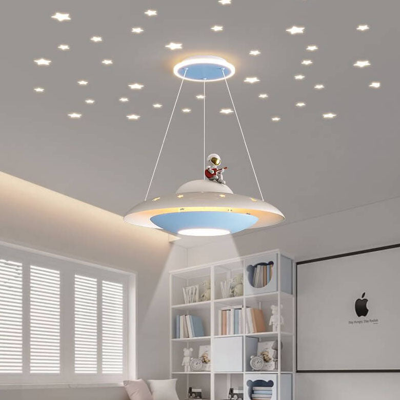 Modern Creative Flying Saucer Space Astronaut Children LED Chandelier