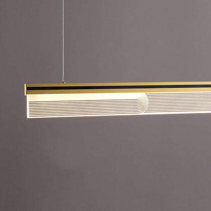 Modern Creative Acrylic Long Strip Design Island Light LED Chandelier