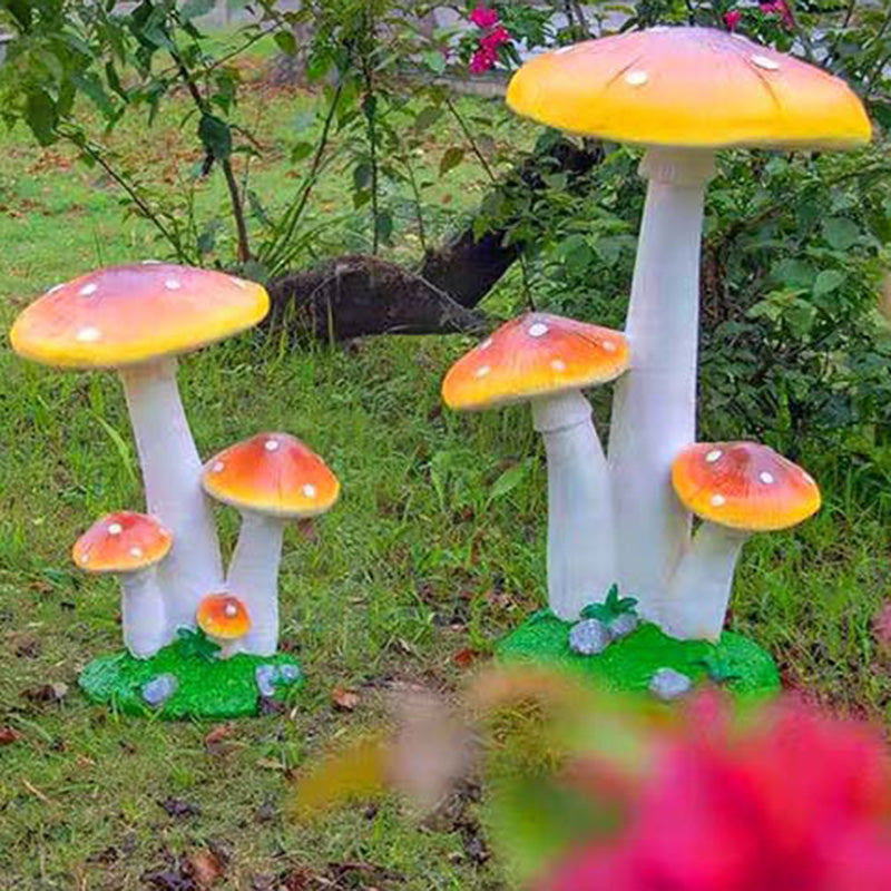 Modern Art Deco Solar Waterproof Mushroom Resin Glass Fibre LED Landscape Lighting Outdoor Light For Garden