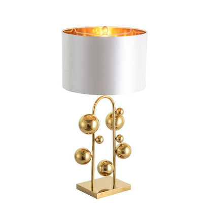 Modern Art Deco Fabric Round Shade Iron Globe Ball 1-Light Table Lamp For Home Office