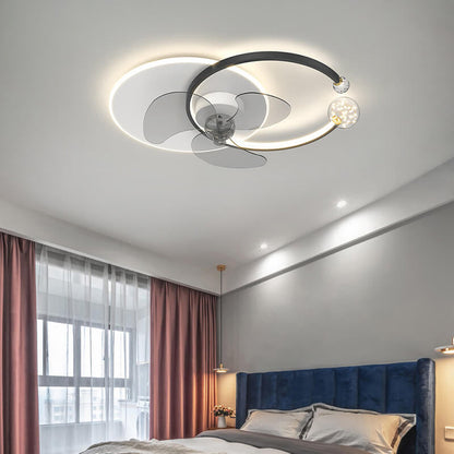 مروحة LED فاخرة بتصميم حلقة مزدوجة مثبتة على الحائط