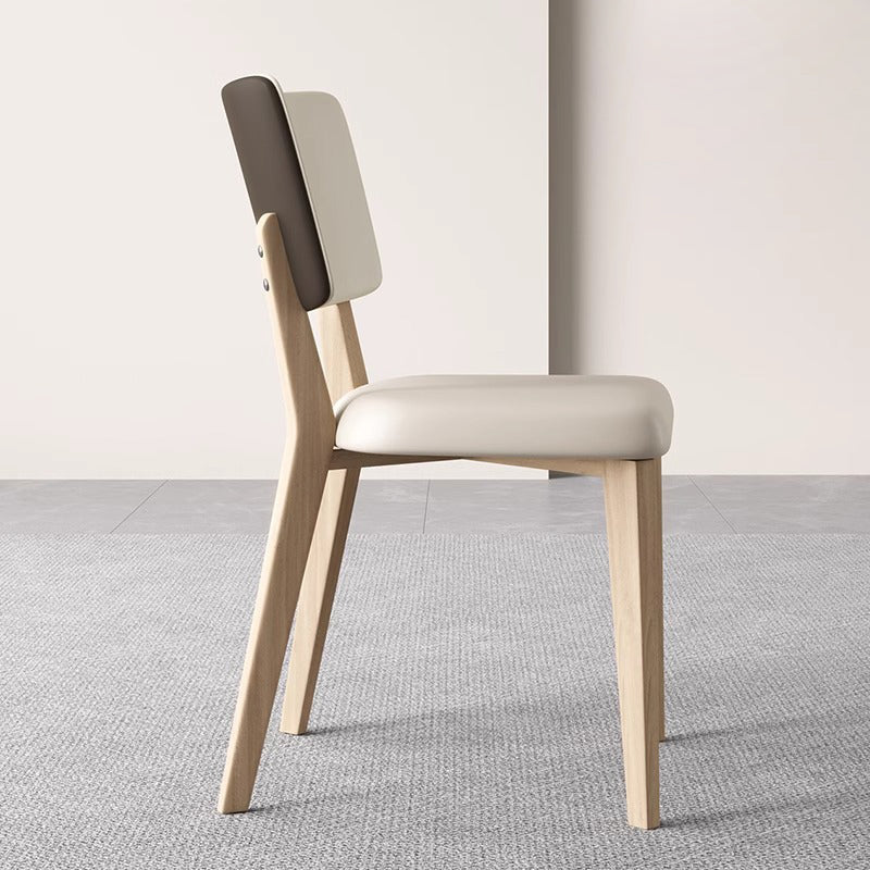 Contemporary Nordic Square PU Leather Solid Wood Frame Dining Chair Backrest For Dining Room