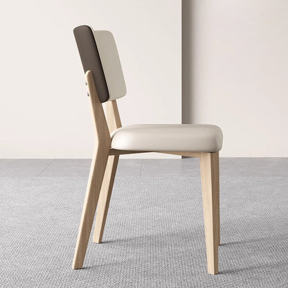Contemporary Nordic Square PU Leather Solid Wood Frame Dining Chair Backrest For Dining Room