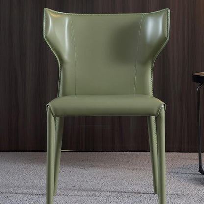 Modern Minimalist Square Artificial Leather Carbon Steel Frame Dining Chair Wing Back Armless For Dining Room