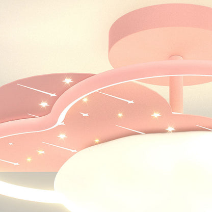 Modern Cream Clouds Iron Acrylic LED Semi-Flush Mount Ceiling Light