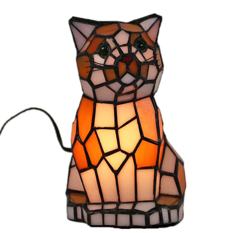 Tiffany Creative Cats /Dogs Stained Glass 1-Light Night Light Table Lamp