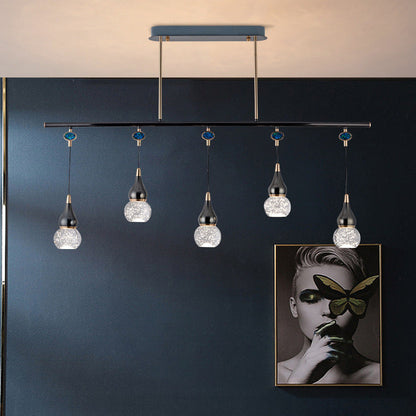 Contemporary Nordic Long Gourd Aluminum Iron Bubble Crystal LED Island Light Chandelier For Dining Room