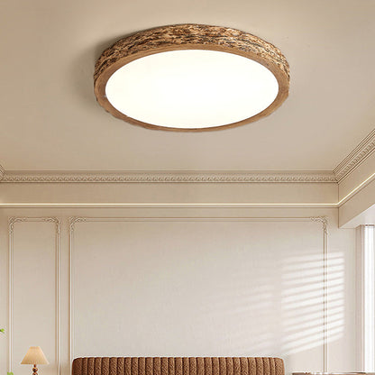 Modern Minimalist Round Stone Grain Resin Iron LED Flush Mount Ceiling Light For Bedroom