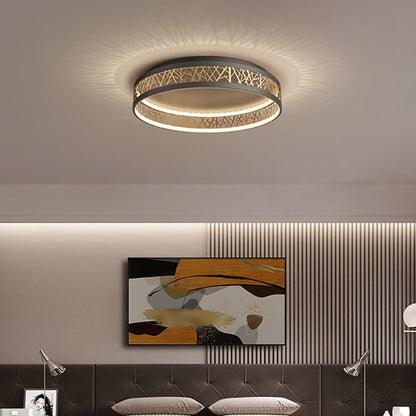 Modern Simplicity Iron Round Bird Nest Hollow Design LED Flush Mount Ceiling Light For Living Room