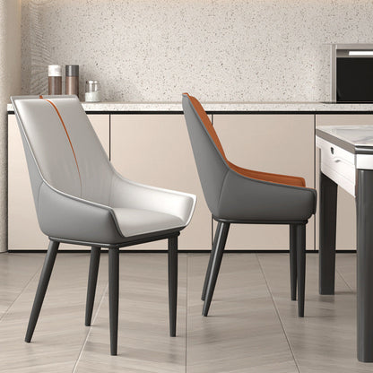 Contemporary Nordic Square Faux Leather Upholstered Dining Chair Backrest Armrest For Dining Room