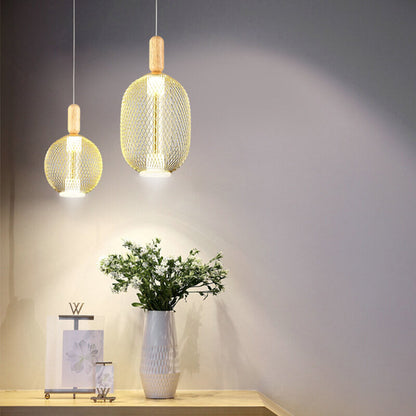 مصباح LED معلق بظل شبكي زجاجي حديث 