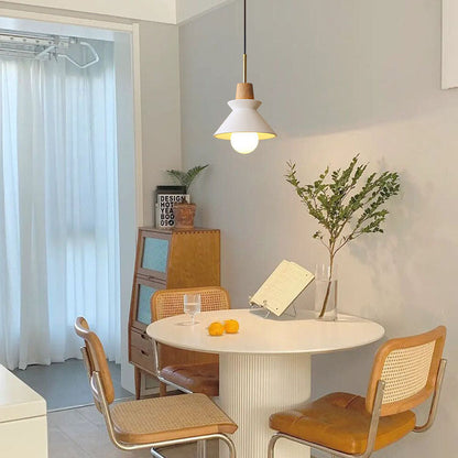 Nordic Minimalist Macaron Wood Cement  1-Light Pendant Light