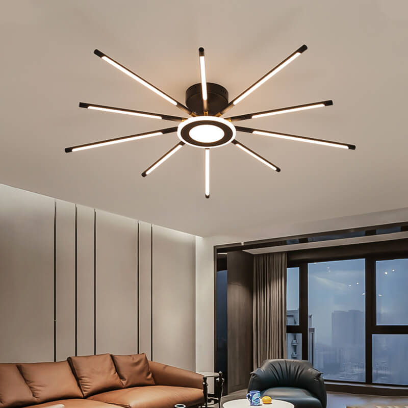 Modern Creative Strip Fireworks LED Semi- Flush Mount Ceiling Light