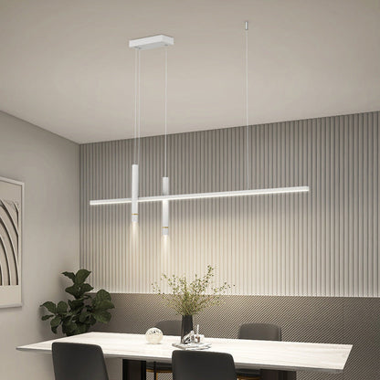ثريا LED بتصميم هندسي مستقيم من الألومنيوم بتصميم بسيط وحديث لغرفة الطعام 