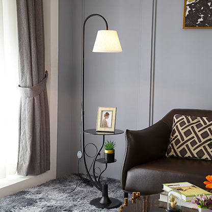 Modern Minimalist Marble Table Iron Linen Glass 1-Light Standing Floor Lamp