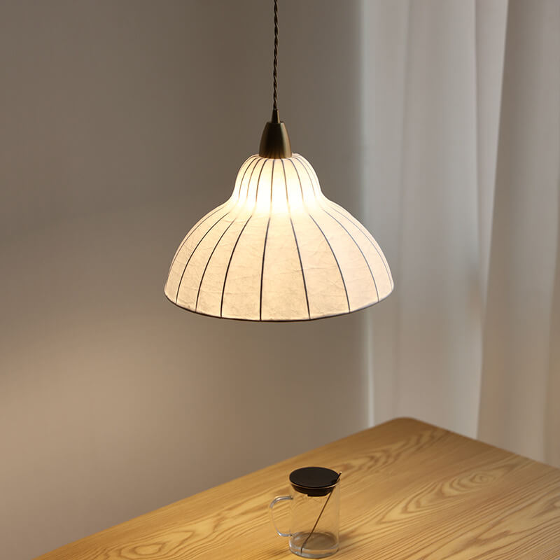 Japanese Minimalist Silk Dome 1-Light Pendant Light