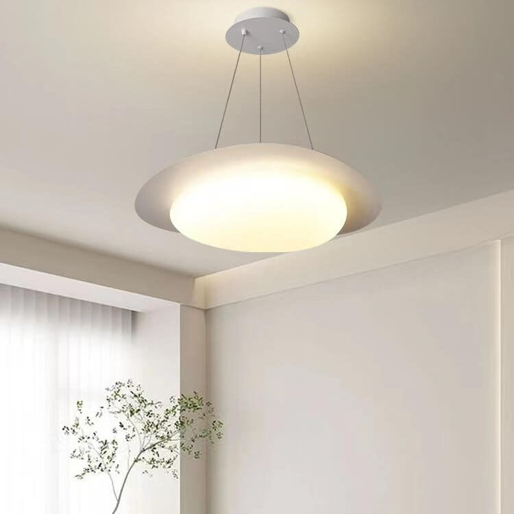 مصباح LED معلق من الحديد الأكريليكي باللون الأبيض بتصميم بسيط على الطراز الاسكندنافي 