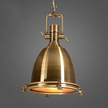 Contemporary Industrial Polish Iron Semicircular Shade 1-Light Pendant Light For Dining Room