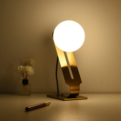 Contemporary Creative Round Iron Glass 1-Light Table Lamp For Study