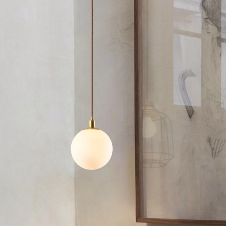 Nordic Minimalist Milky White Glass Ball 1-Light Pendant Light