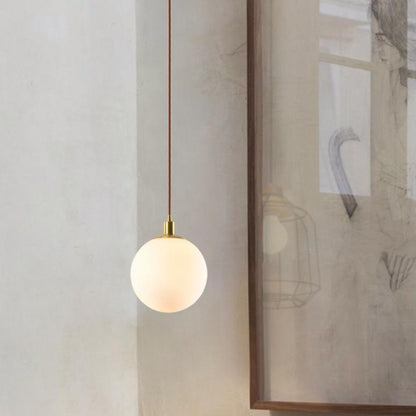 Nordic Minimalist Milky White Glass Ball 1-Light Pendant Light