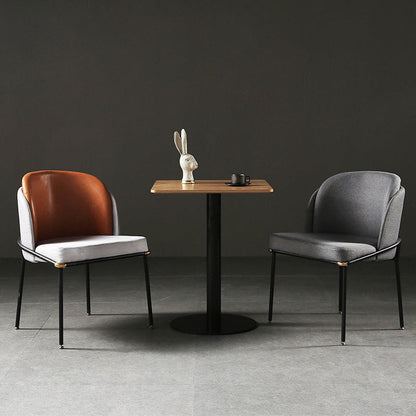 Traditional Vintage Square Faux Leather Metal Dining Chair Four Legs Backrest For Dining Room