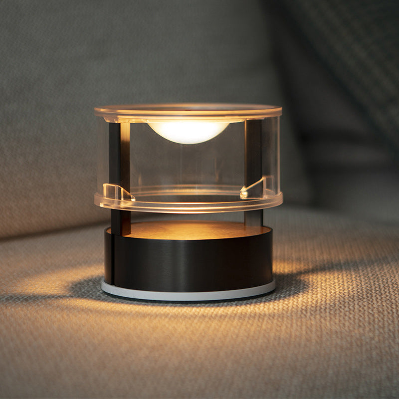 Modern Simplicity PMMA PC Stainless Steel Aluminum Cylinder LED Table Lamp For Bedside
