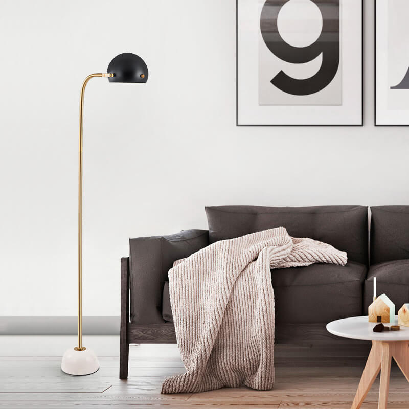 Modern Minimalist Spherical Metal Marble Adjustable Angle 1-Light Standing Floor Lamp