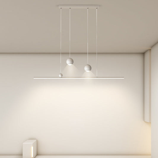 ثريا جزيرة LED مصنوعة من الحديد والألومنيوم والأكريليك بتصميم عصري بسيط لغرفة الطعام 