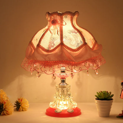 European Style Wedding Fabric Glass 1-Light Table Lamp
