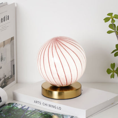 Modern Simplicity Glass Iron Ball Stripe Planet LED Rechargeable Table Lamp For Bedroom