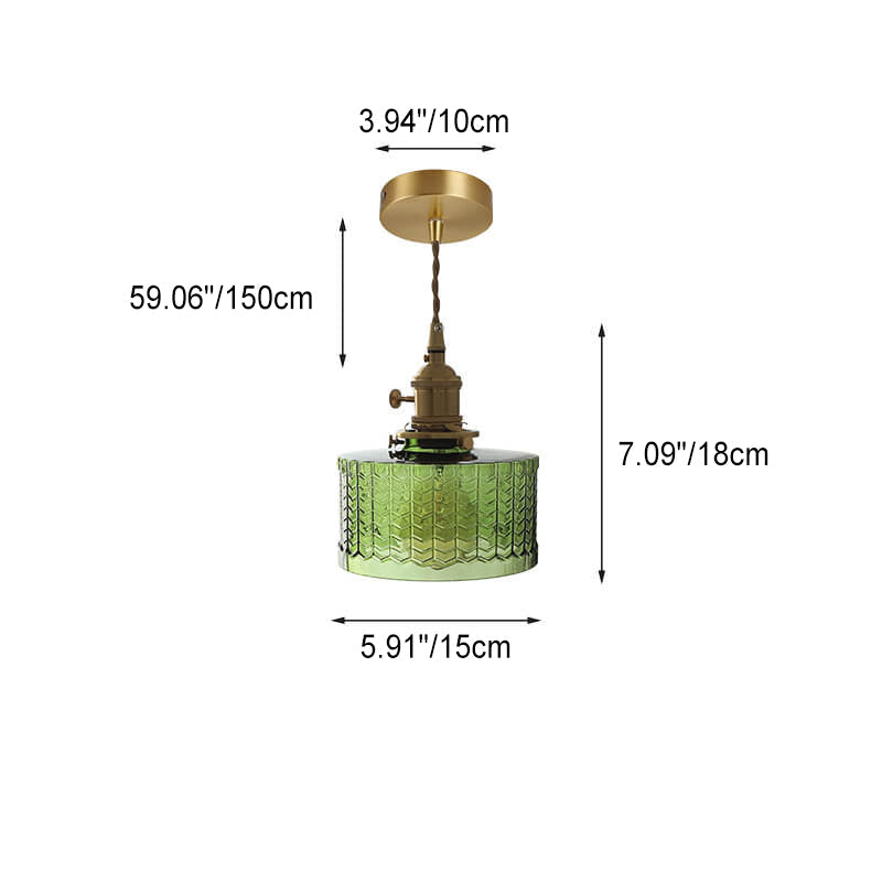 Nordic Vintage Clear Round Drum Copper 1-Light Pendant Light